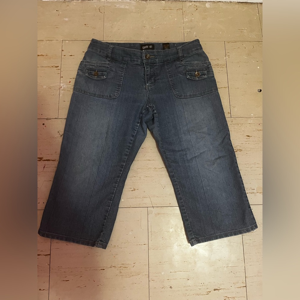 Women's Vintage Low Waist Blue Jean Capris